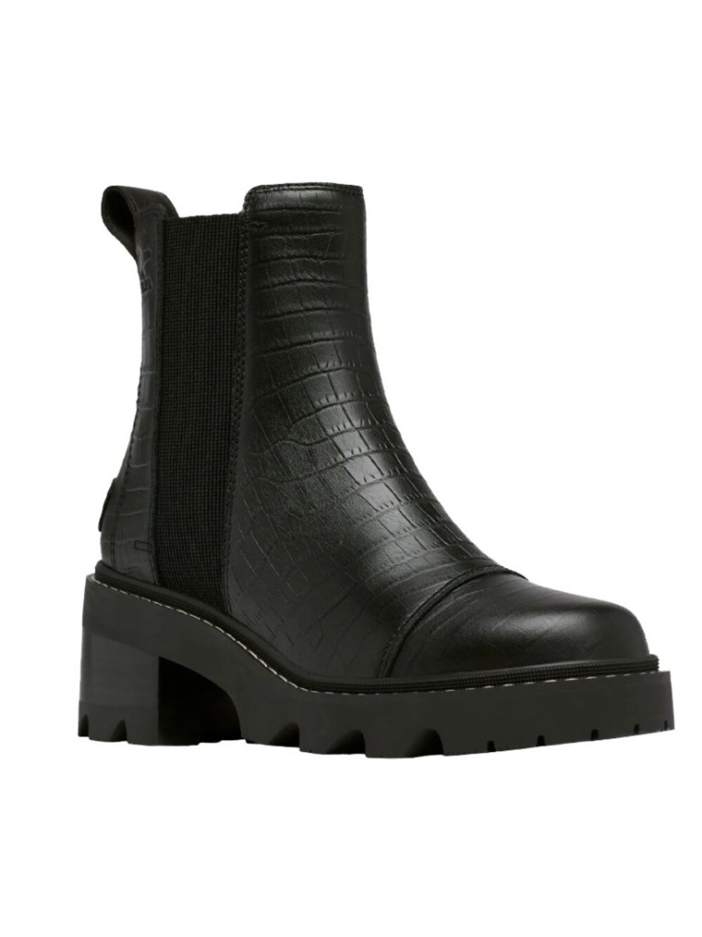 Sorel Black Joan Now Croc-Patterned Chelsea Boots